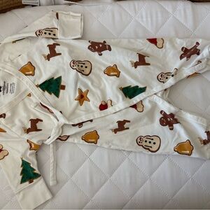 Holiday-Themed Kids Footie Pajamas - White with Festive Print